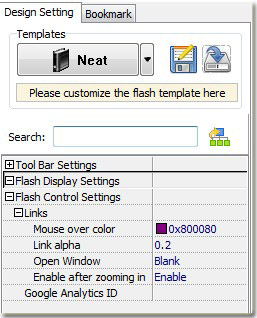 customize flash flipping book settings