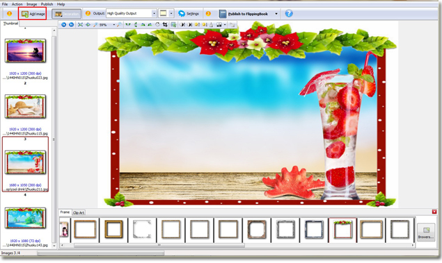 add photos to make photo album by image to flash flipping book