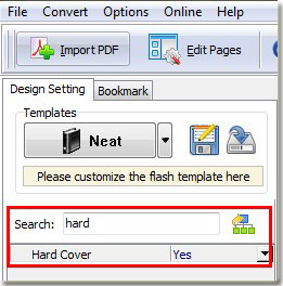 set hard cover of flip book with using flash flipping book maker