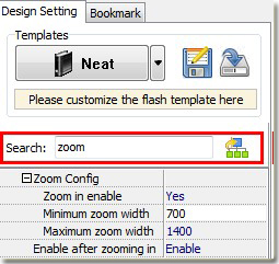 zoom config of flash flipping book