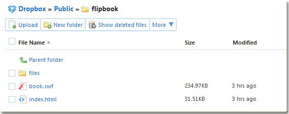 upload flipping book on dropbox 