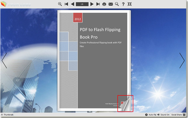 flash flipping book with coner flip effect