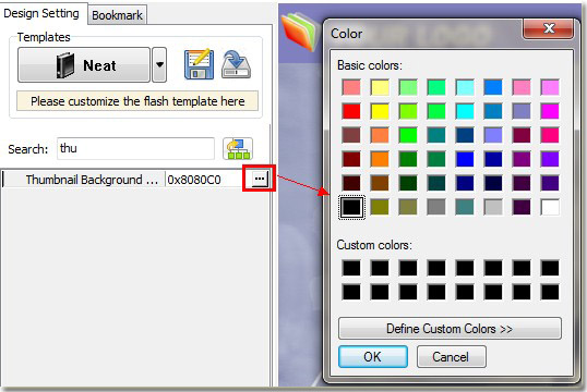 clcik it to select color of flash flipping book thumbnail