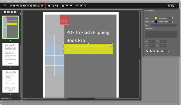 add printable area of flash flipping book for people to print out