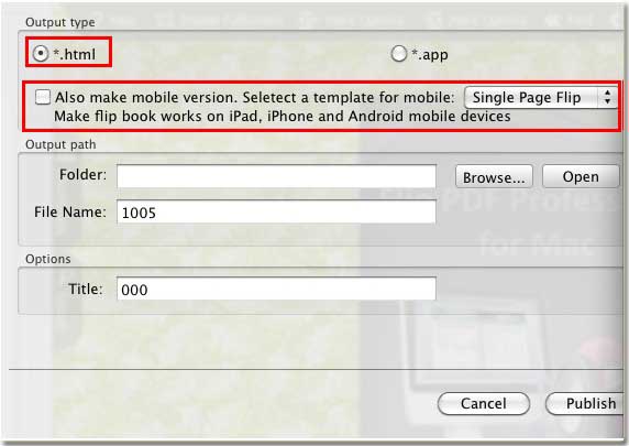 make mobile version of flipping book by PDF to Flash Flipping Book for Mac
