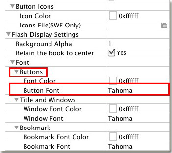 easily design button font of mac flipping book