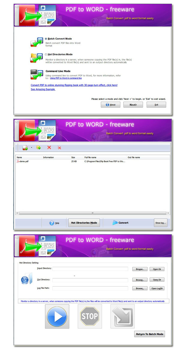 Flash Flipping Free PDF to Word screenshot Flash Flipping Free PDF to Word screenshot