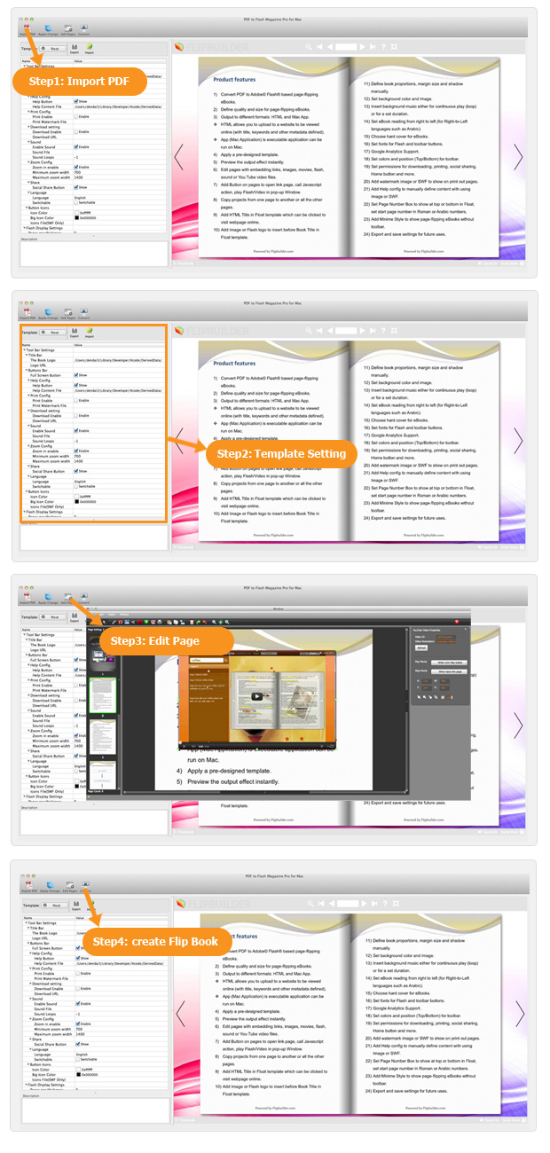 PDF to Flash Flipping Book Pro Mac Steps